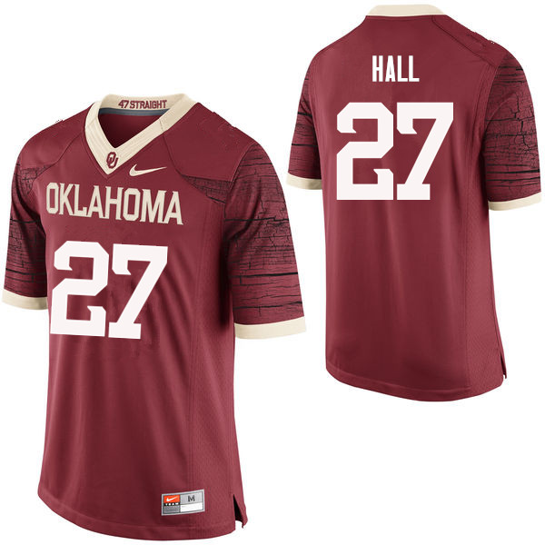 Men Oklahoma Sooners #27 Jeremiah Hall College Football Jerseys Limited-Crimson - Click Image to Close
